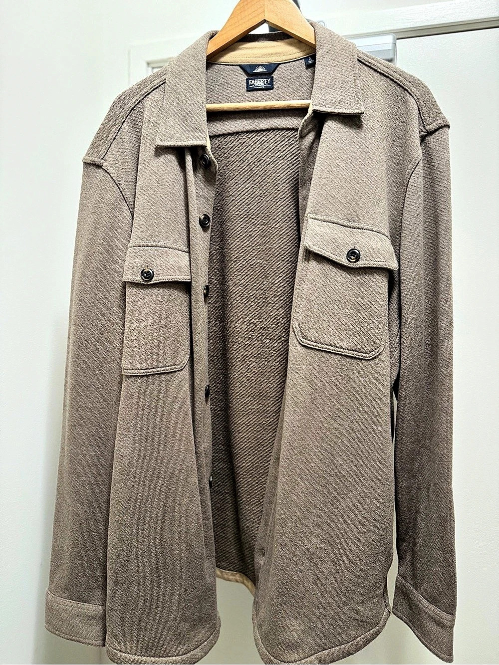 Faherty Reserve Knit Shirt Jacket Brown XL